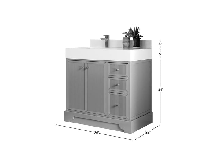 Manhattan 36 in. W x 22 in. D Left Offset Sink Bathroom Vanity - photo 5