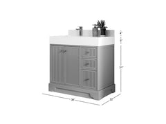 Manhattan 36 in. W x 22 in. D Left Offset Sink Bathroom Vanity - photo 2