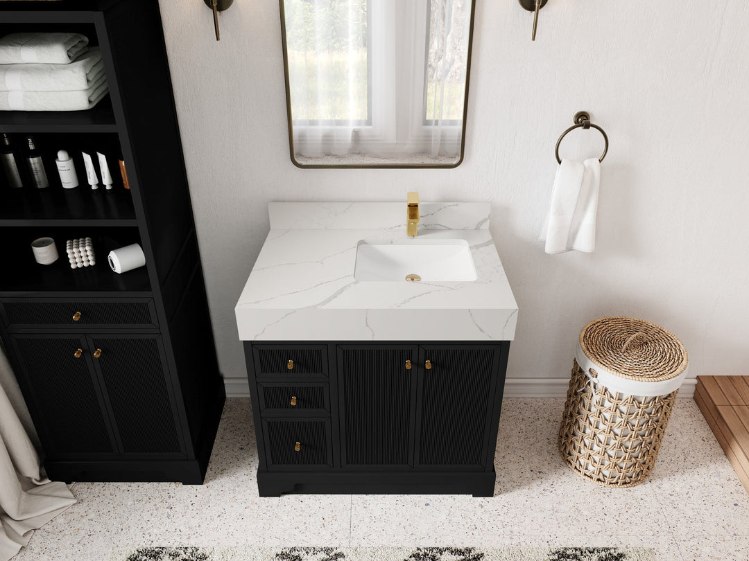 Manhattan 36 in. W x 22 in. D Right Offset Sink Bathroom Vanity - Willow Bath and Vanity