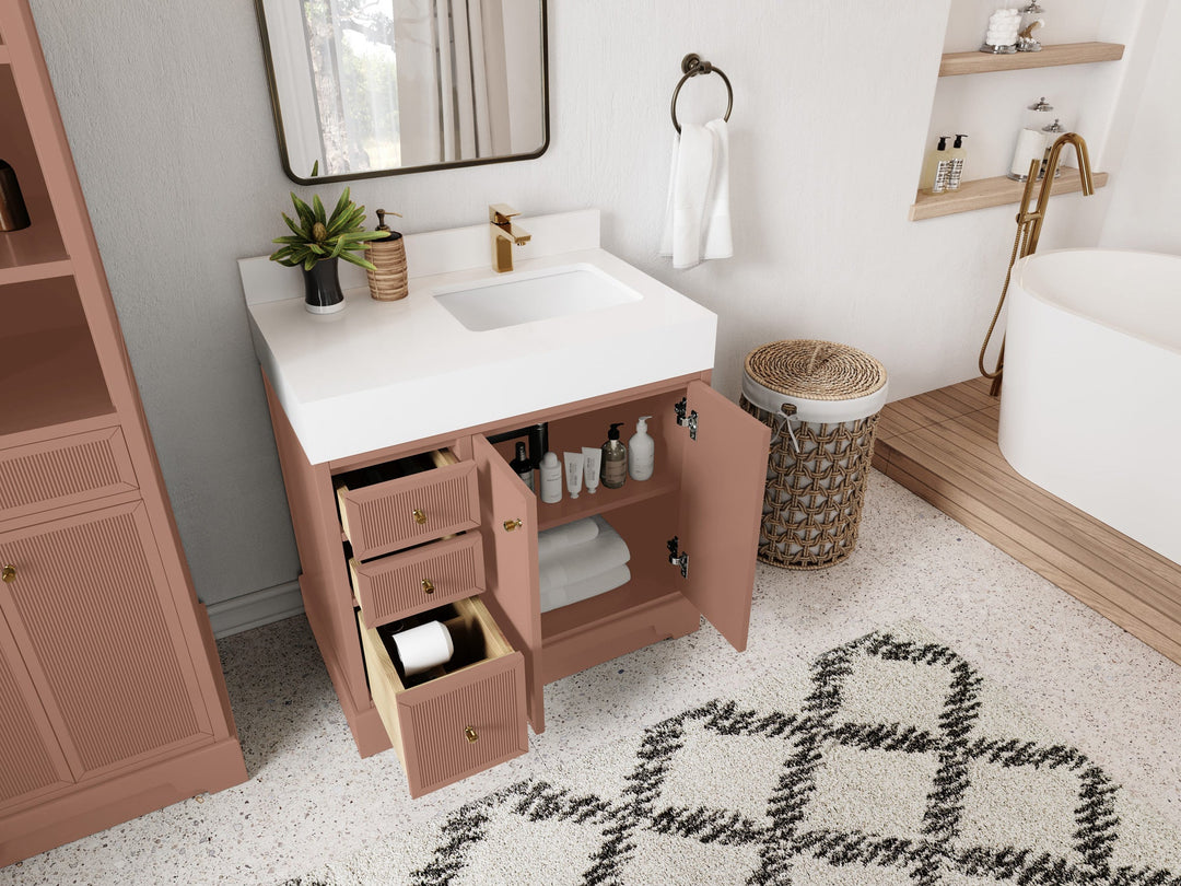 Manhattan 36 in. W x 22 in. D Right Offset Sink Bathroom Vanity - Willow Bath and Vanity