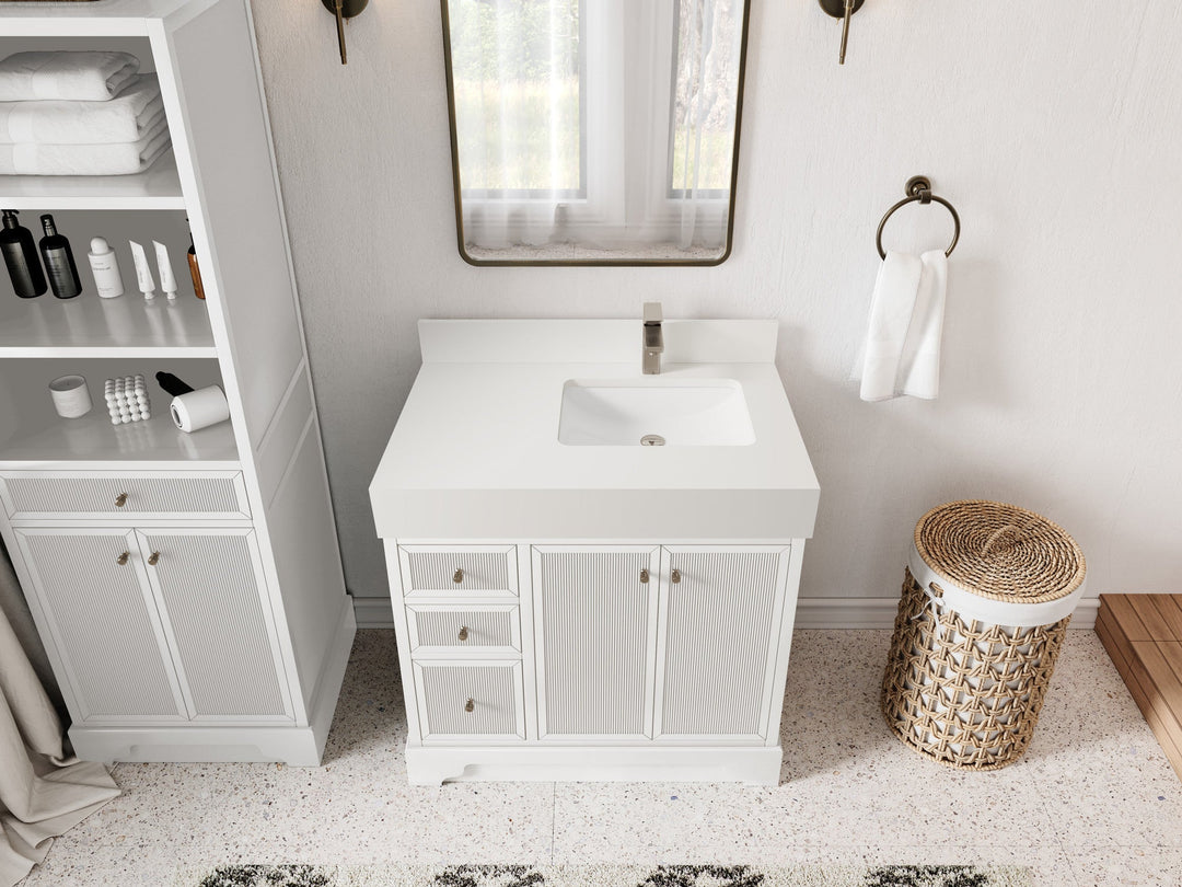 Manhattan 36 in. W x 22 in. D Right Offset Sink Bathroom Vanity - Willow Bath and Vanity