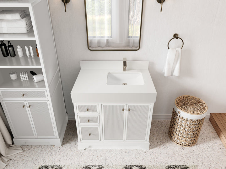 Manhattan 36 in. W x 22 in. D Right Offset Sink Bathroom Vanity - photo 11