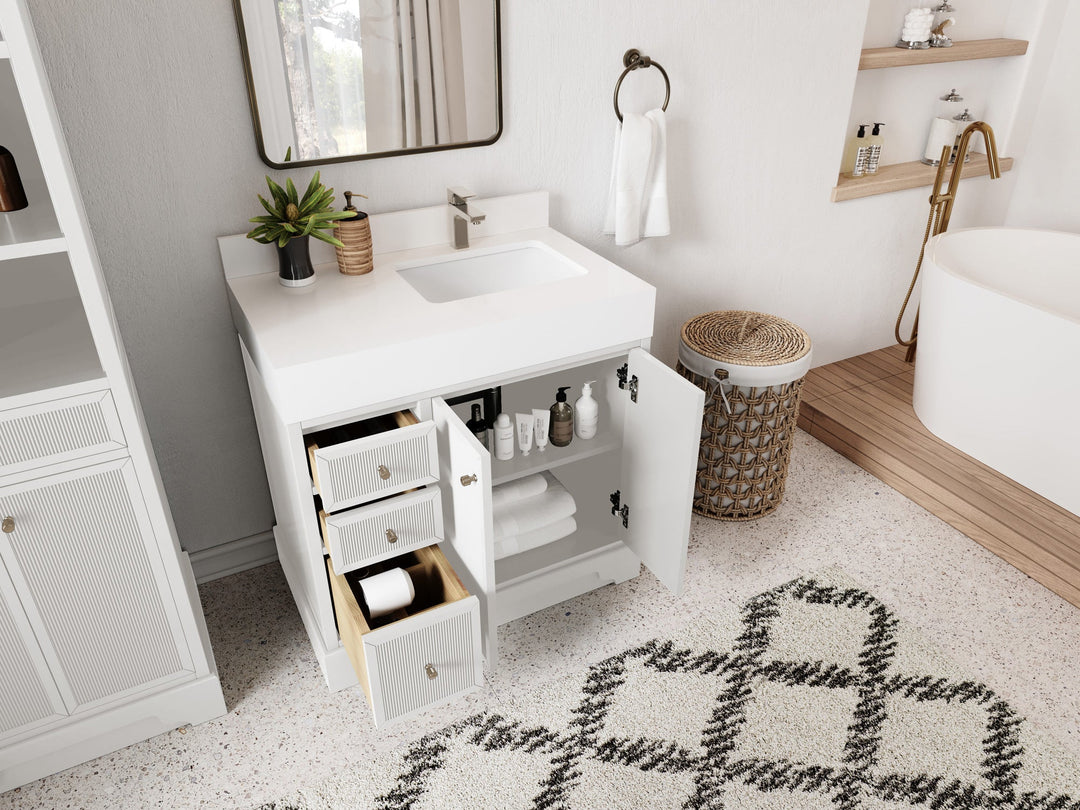 Manhattan 36 in. W x 22 in. D Right Offset Sink Bathroom Vanity - Willow Bath and Vanity