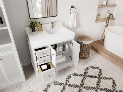 Manhattan 36 in. W x 22 in. D Right Offset Sink Bathroom Vanity - Willow Bath and Vanity