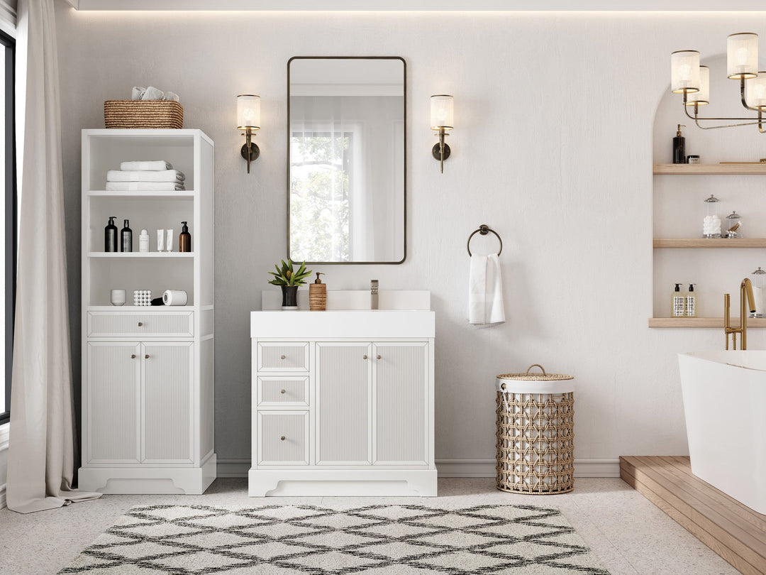 Manhattan 36 in. W x 22 in. D Right Offset Sink Bathroom Vanity - Willow Bath and Vanity