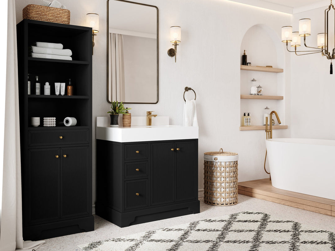 Manhattan 36 in. W x 22 in. D Right Offset Sink Bathroom Vanity - Willow Bath and Vanity