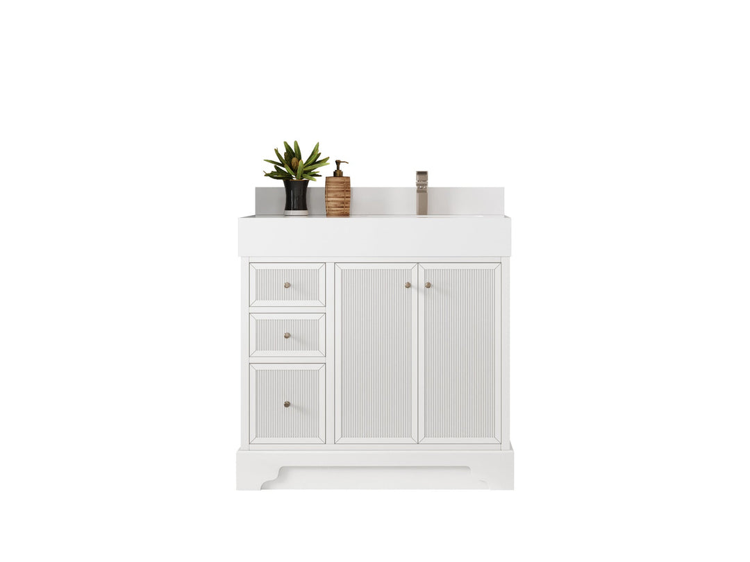 Manhattan 36 in. W x 22 in. D Right Offset Sink Bathroom Vanity - Willow Bath and Vanity