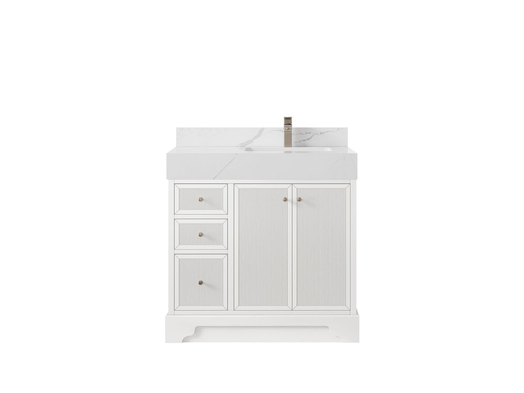 Manhattan 36 in. W x 22 in. D Right Offset Sink Bathroom Vanity - Willow Bath and Vanity