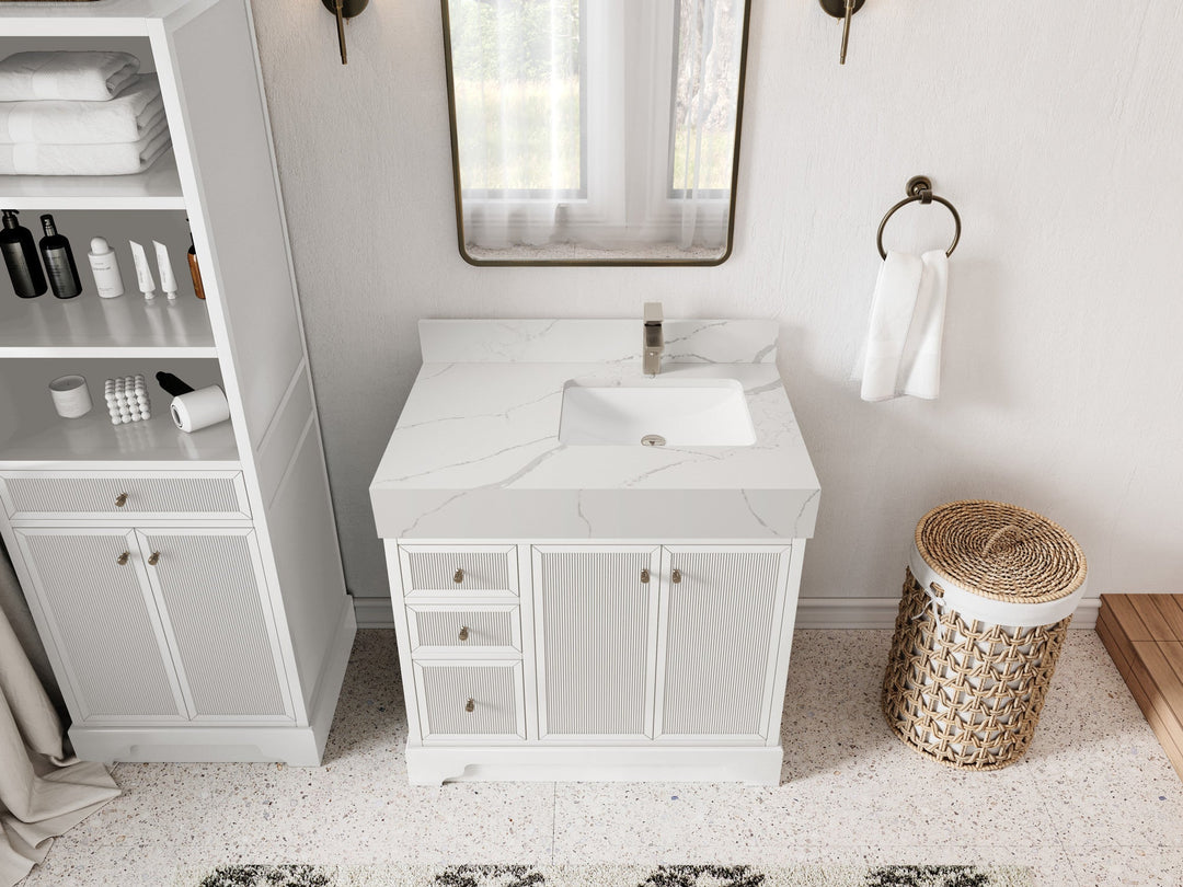 Manhattan 36 in. W x 22 in. D Right Offset Sink Bathroom Vanity - Willow Bath and Vanity