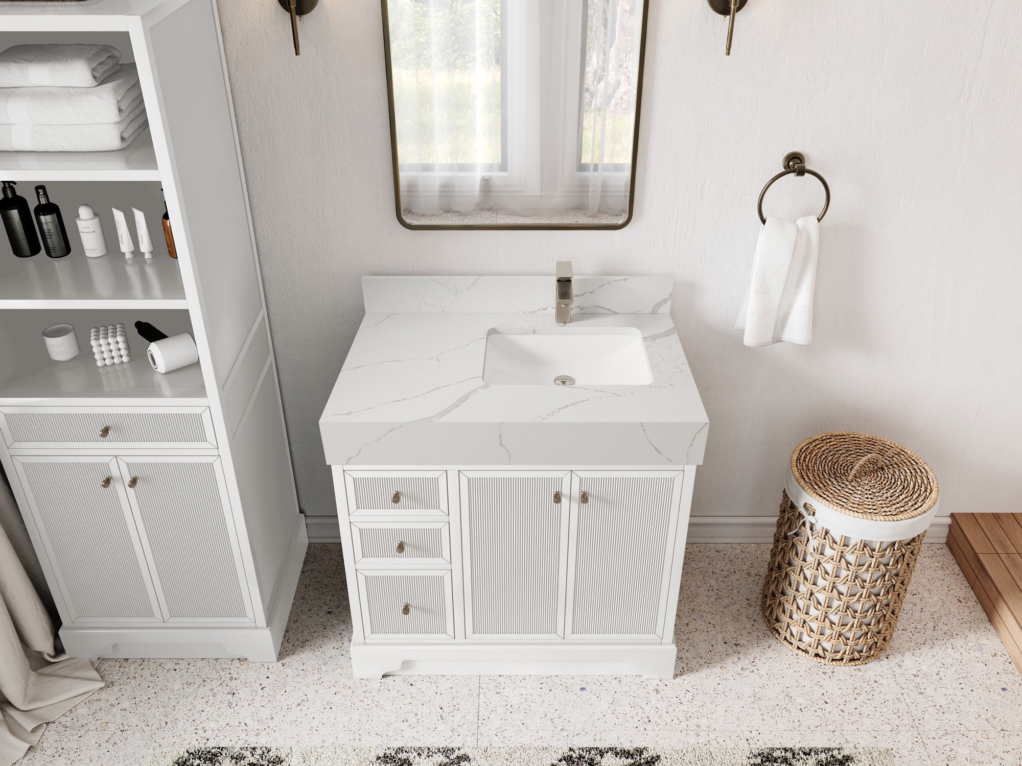 Manhattan 36 in. W x 22 in. D Right Offset Sink Bathroom Vanity - Willow Bath and Vanity