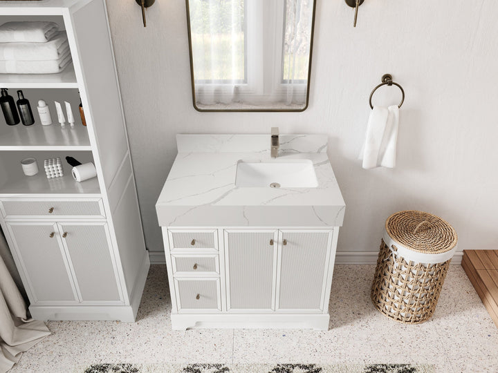 Manhattan 36 in. W x 22 in. D Right Offset Sink Bathroom Vanity - photo 7