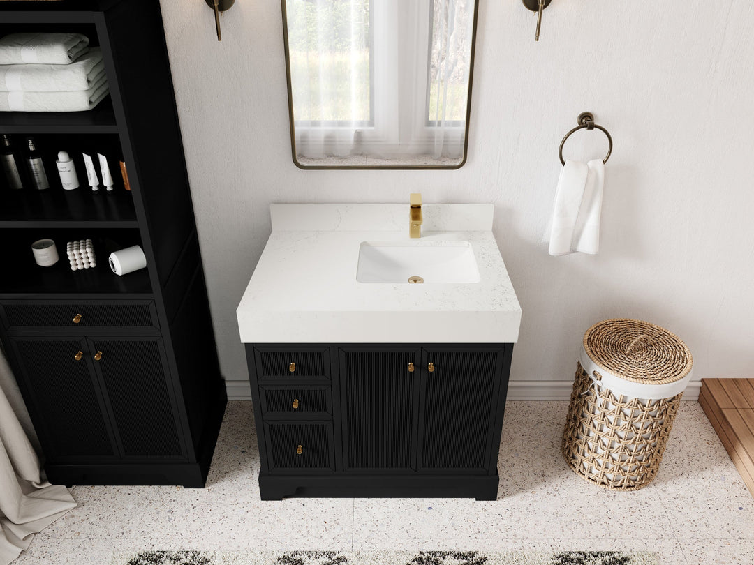 Manhattan 36 in. W x 22 in. D Right Offset Sink Bathroom Vanity - Willow Bath and Vanity