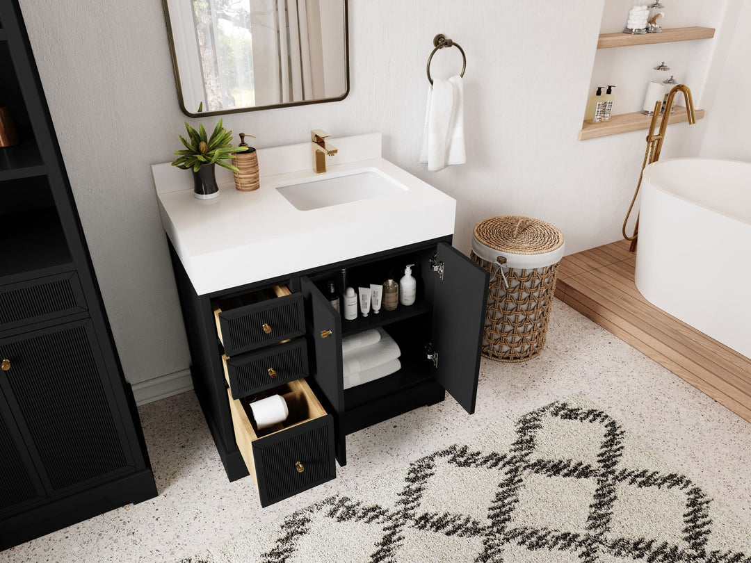 Manhattan 36 in. W x 22 in. D Right Offset Sink Bathroom Vanity - Willow Bath and Vanity