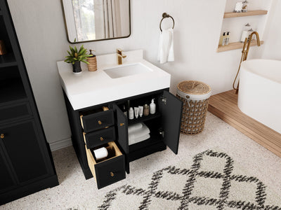 Manhattan 36 in. W x 22 in. D Right Offset Sink Bathroom Vanity - Willow Bath and Vanity