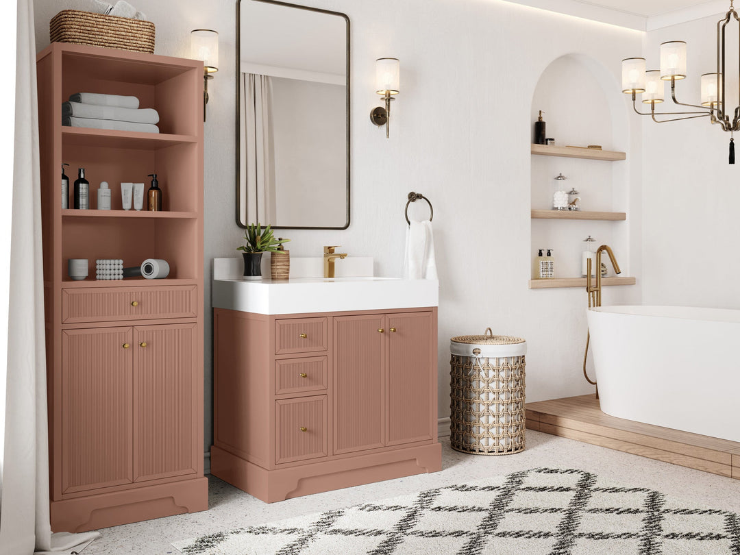 Manhattan 36 in. W x 22 in. D Right Offset Sink Bathroom Vanity - Willow Bath and Vanity