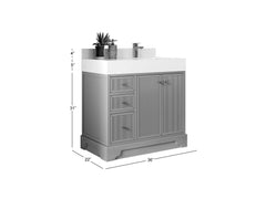 Manhattan 36 in. W x 22 in. D Right Offset Sink Bathroom Vanity - photo 4