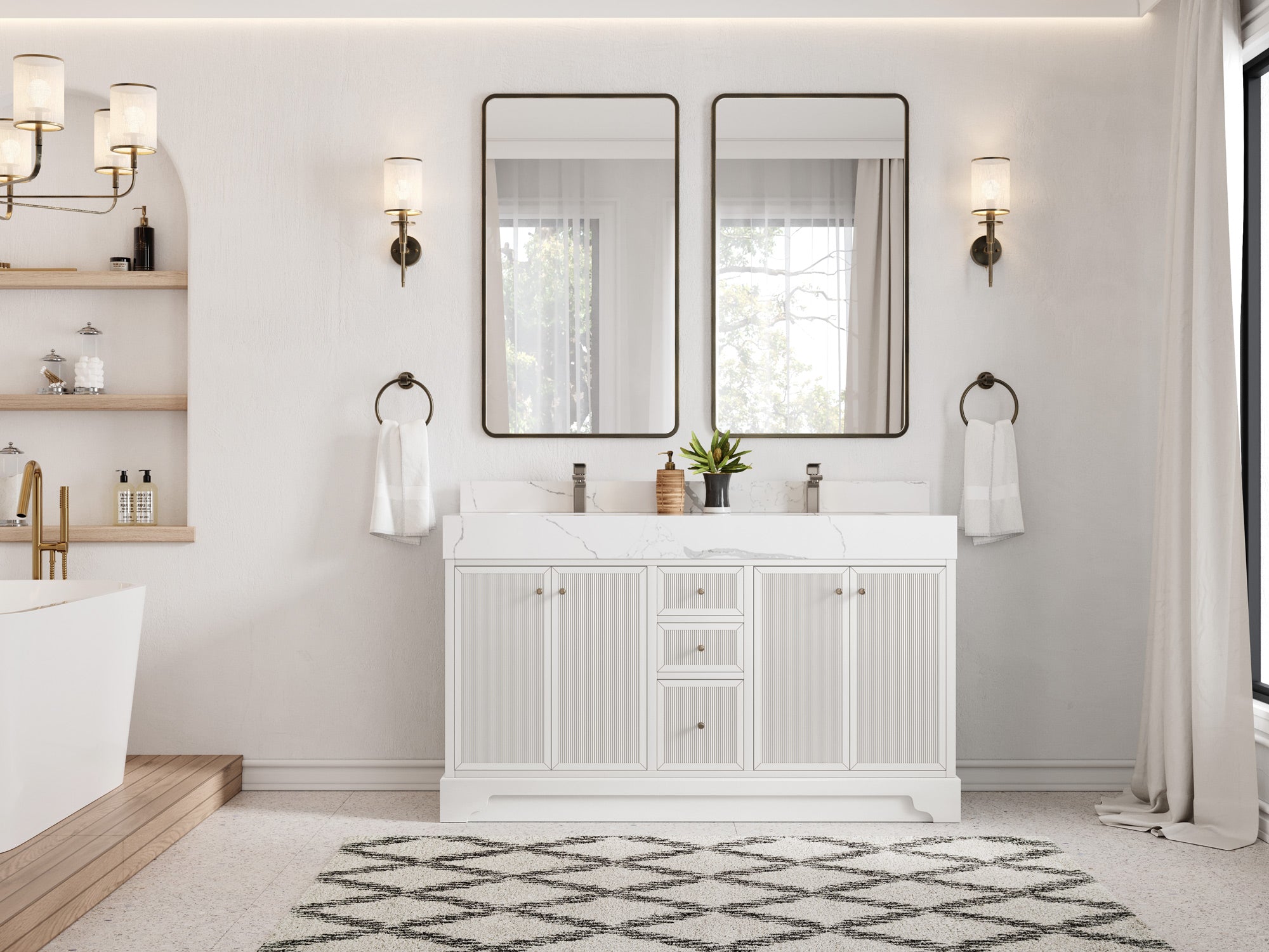 Manhattan 60 in. W x 22 in. D Double Sink Bathroom Vanity - Willow Bath and Vanity