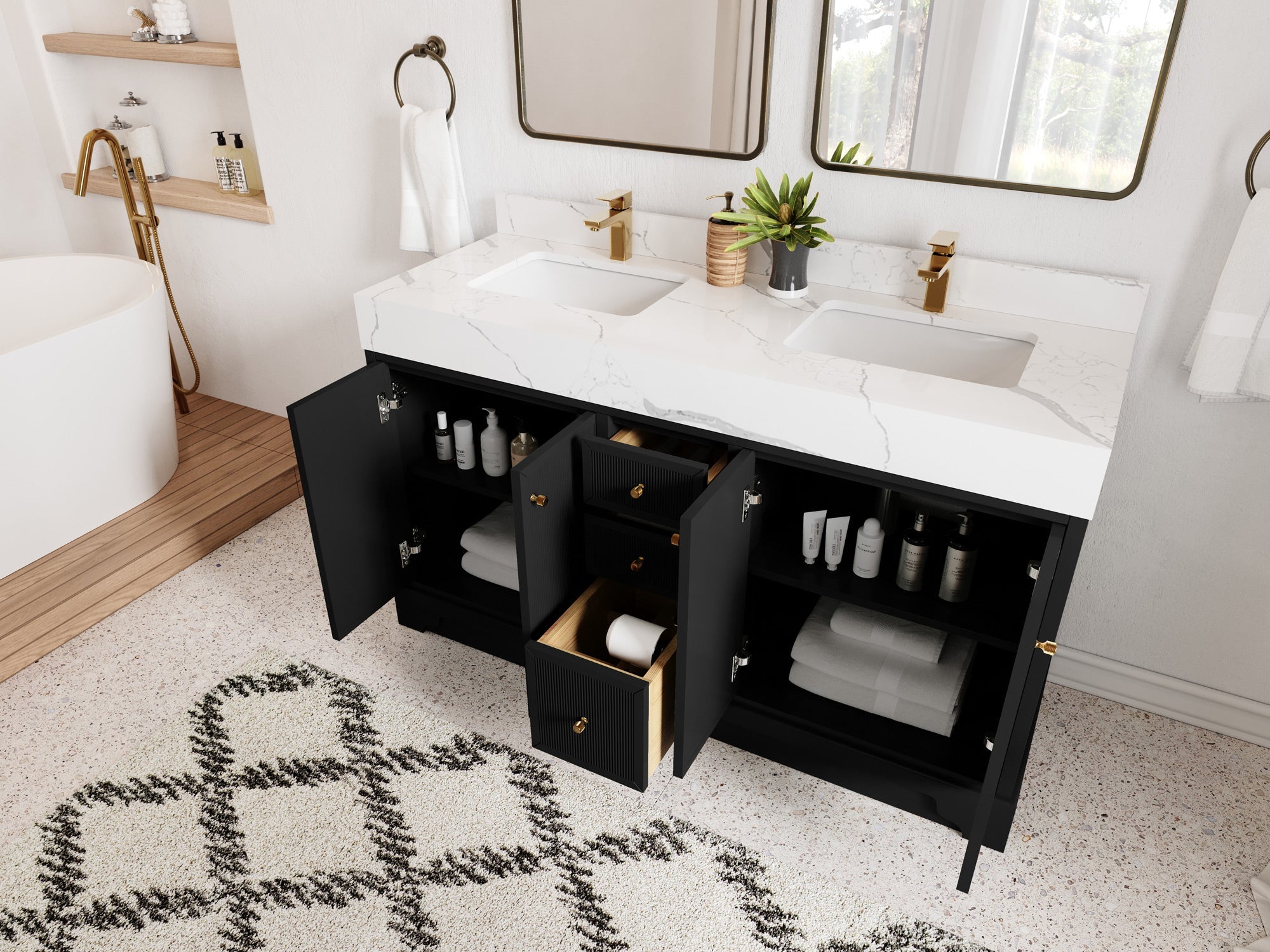 Manhattan 60 in. W x 22 in. D Double Sink Bathroom Vanity - Willow Bath and Vanity