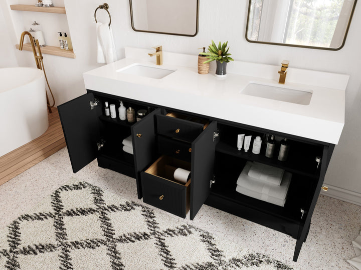 Manhattan 72 in. W x 22 in. D Double Sink Bathroom Vanity - photo 9