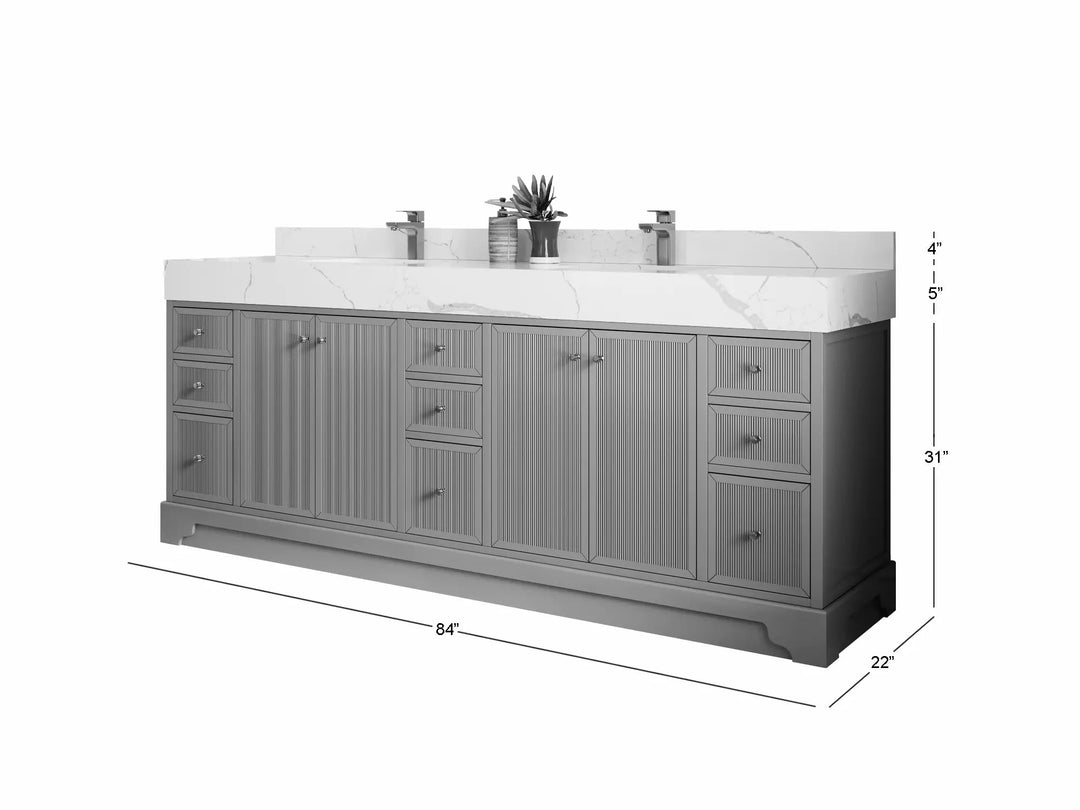 Manhattan 84 in. W x 22 in. D Double Sink Bathroom Vanity - Willow Bath and Vanity