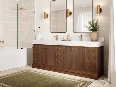 Manhattan Teak 84 in W x 22 in D Free Standing Reeded Double Sink Bathroom Vanity - Willow Bath and Vanity