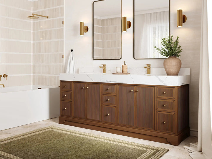 Manhattan Teak 84 in W x 22 in D Free Standing Reeded Double Sink Bathroom Vanity - photo 2
