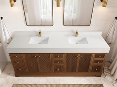 Manhattan Teak 84 in W x 22 in D Free Standing Reeded Double Sink Bathroom Vanity - photo 11