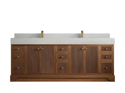 Manhattan Teak 84 in W x 22 in D Free Standing Reeded Double Sink Bathroom Vanity - Willow Bath and Vanity