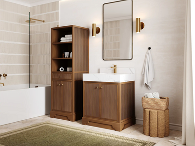 Manhattan Teak Wood 30 in. W x 22 in. D Single Sink Bathroom Vanity - Willow Bath and Vanity