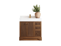 Manhattan Teak Wood 36 in. W x 22 in. D Center Sink Bathroom Vanity - photo 1