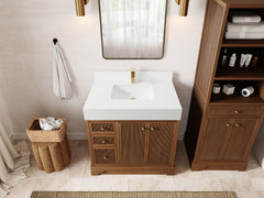 Manhattan Teak Wood 36 in. W x 22 in. D Center Sink Bathroom Vanity - photo 10