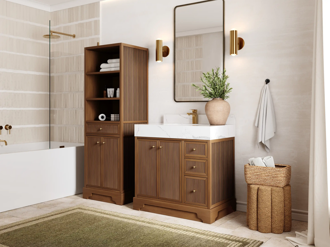 Manhattan Teak Wood 36 in. W x 22 in. D Center Sink Bathroom Vanity - Willow Bath and Vanity