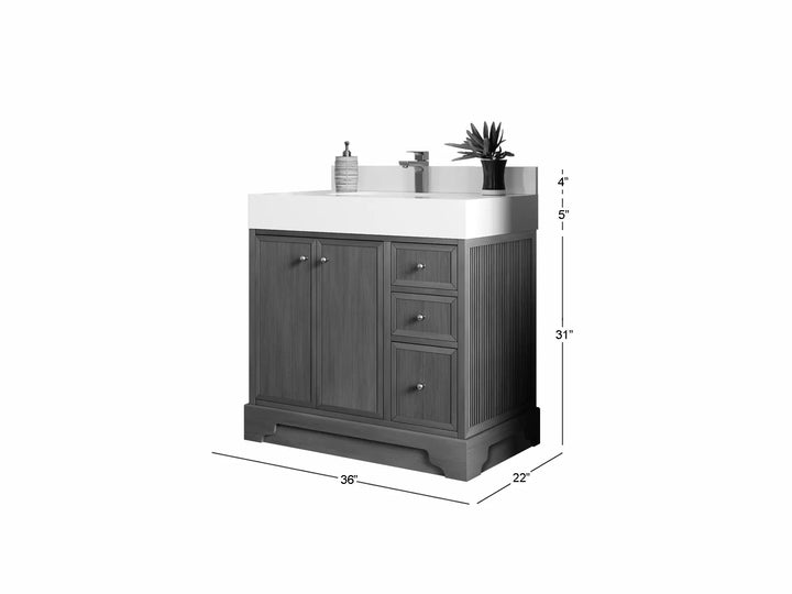 Manhattan Teak Wood 36 in. W x 22 in. D Center Sink Bathroom Vanity - photo 5