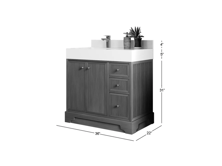 Manhattan Teak Wood 36 in. W x 22 in. D Left Offset Sink Bathroom Vanity - photo 4