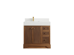 Manhattan Teak Wood 36 in. W x 22 in. D Left Offset Sink Bathroom Vanity - photo 11