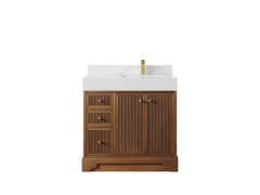 Manhattan Teak Wood 36 in. W x 22 in. D Right Offset Sink Bathroom Vanity - photo 1