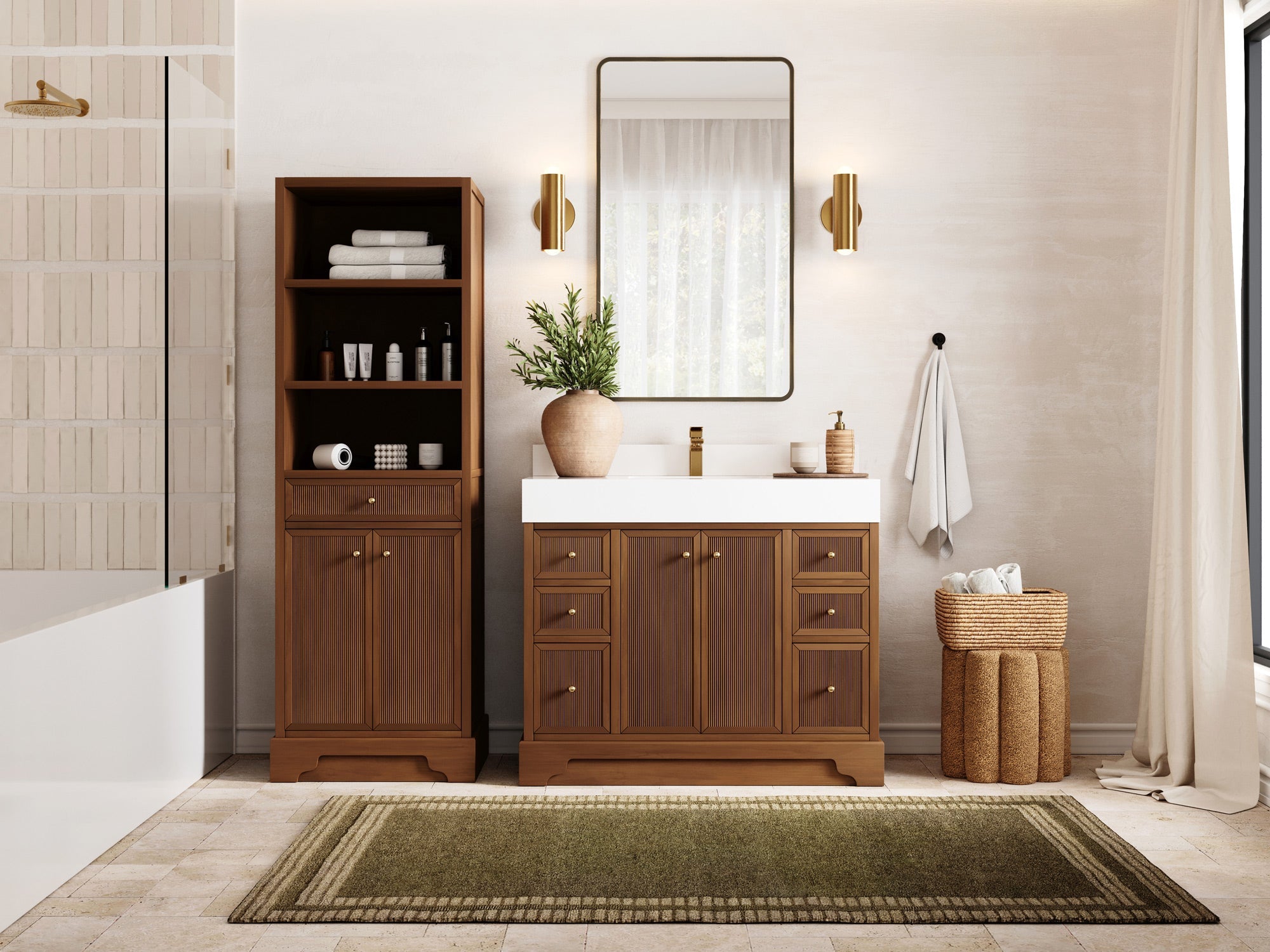 Manhattan Teak Wood 42 in. W x 22 in. D Single Sink Bathroom Vanity - Willow Bath and Vanity