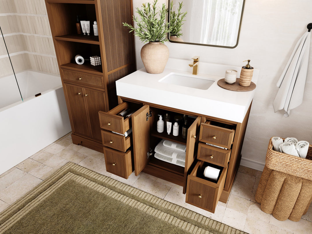 Manhattan Teak Wood 42 in. W x 22 in. D Single Sink Bathroom Vanity - Willow Bath and Vanity