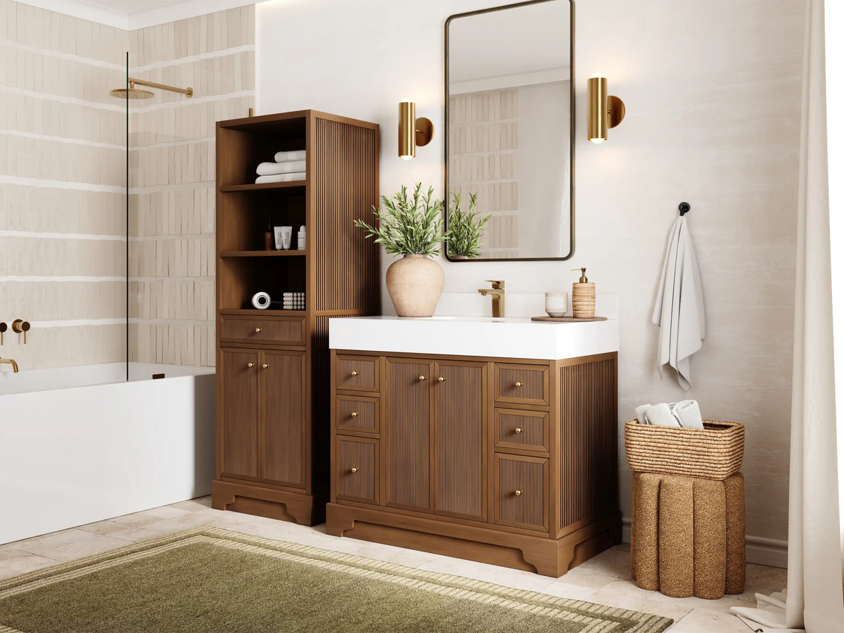 Manhattan Teak Wood 42 in. W x 22 in. D Single Sink Bathroom Vanity - Willow Bath and Vanity