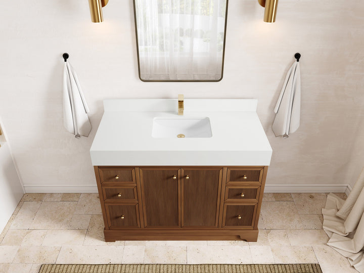 Manhattan Teak Wood 48 in. W x 22 in. D Single Sink Bathroom Vanity - photo 11