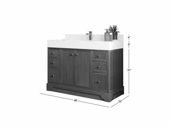 Manhattan Teak Wood 48 in. W x 22 in. D Single Sink Bathroom Vanity - photo 5