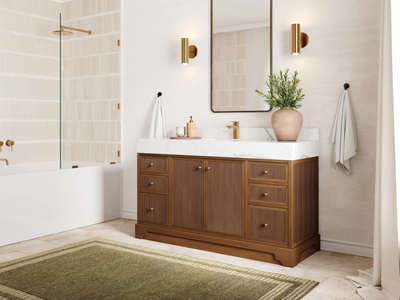 Manhattan Teak Wood 60 in. W x 22 in. D Single Sink Bathroom Vanity - Willow Bath and Vanity