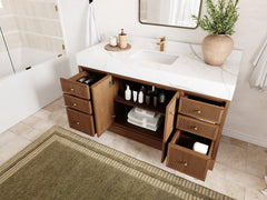 Manhattan Teak Wood 60 in. W x 22 in. D Single Sink Bathroom Vanity - photo 3
