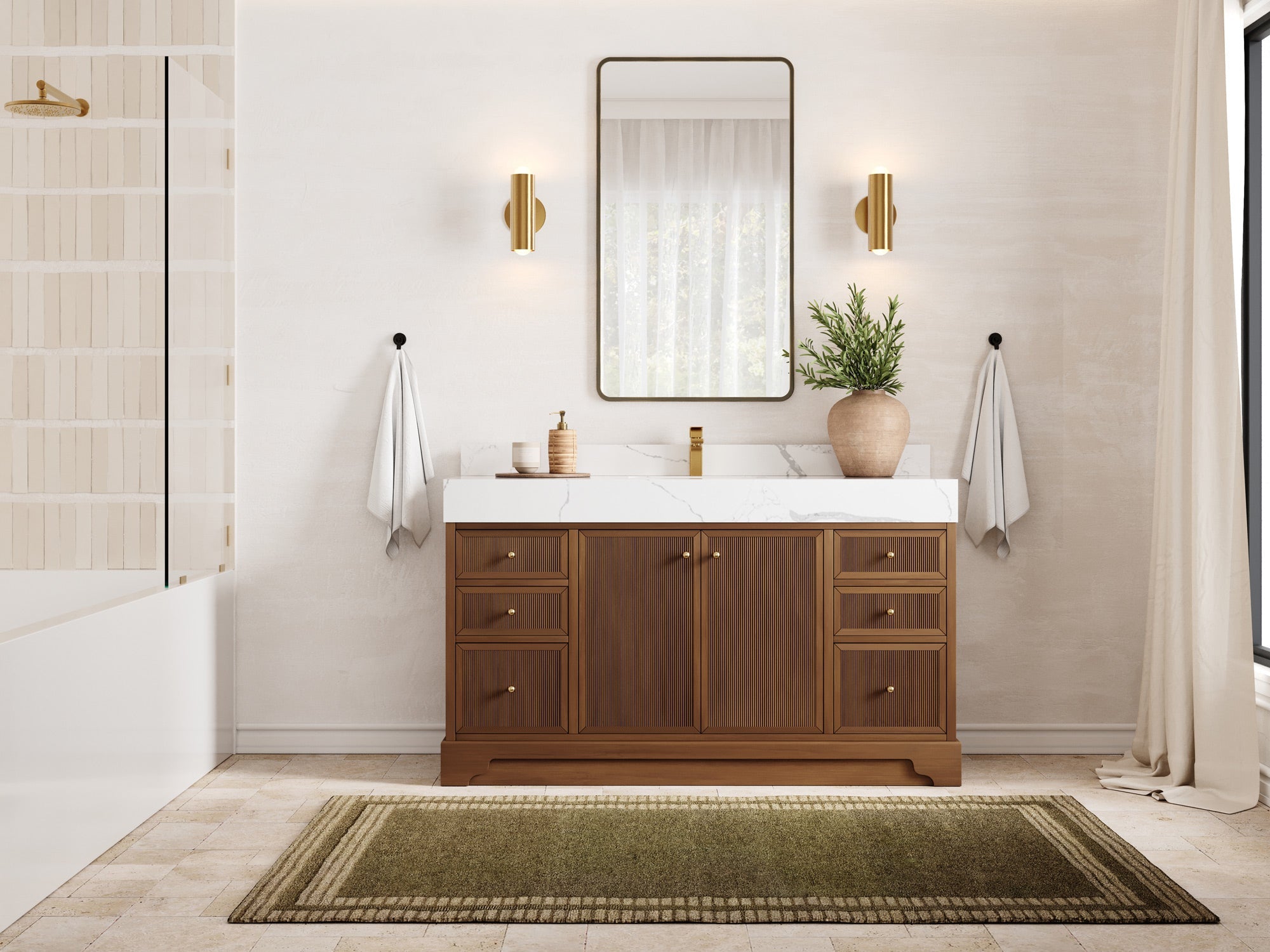 Manhattan Teak Wood 60 in. W x 22 in. D Single Sink Bathroom Vanity - Willow Bath and Vanity