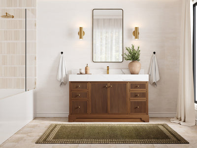 Manhattan Teak Wood 60 in. W x 22 in. D Single Sink Bathroom Vanity - Willow Bath and Vanity