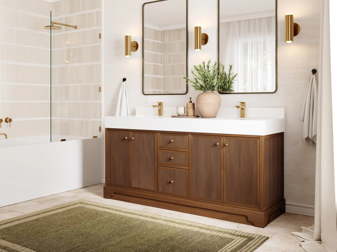 Manhattan Teak Wood 72 in. W x 22 in. D Double Sink Bathroom Vanity - Willow Bath and Vanity