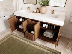 Manhattan Teak Wood 72 in. W x 22 in. D Double Sink Bathroom Vanity - photo 3