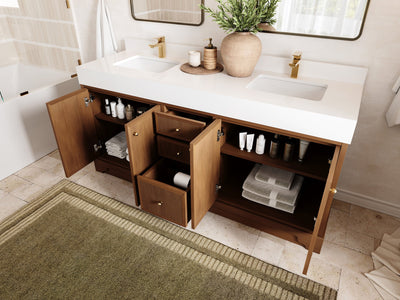Manhattan Teak Wood 72 in. W x 22 in. D Single Sink Bathroom Vanity - Willow Bath and Vanity