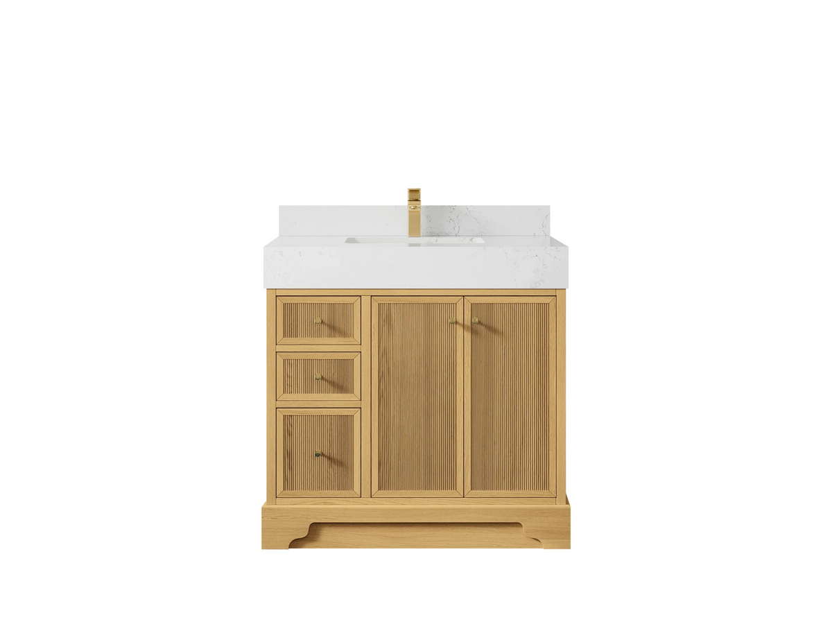 Manhattan White Oak 36 in. W x 22 in. D Center Sink Bathroom Vanity - Willow Bath and Vanity