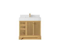 Manhattan White Oak 36 in. W x 22 in. D Center Sink Bathroom Vanity - photo 10